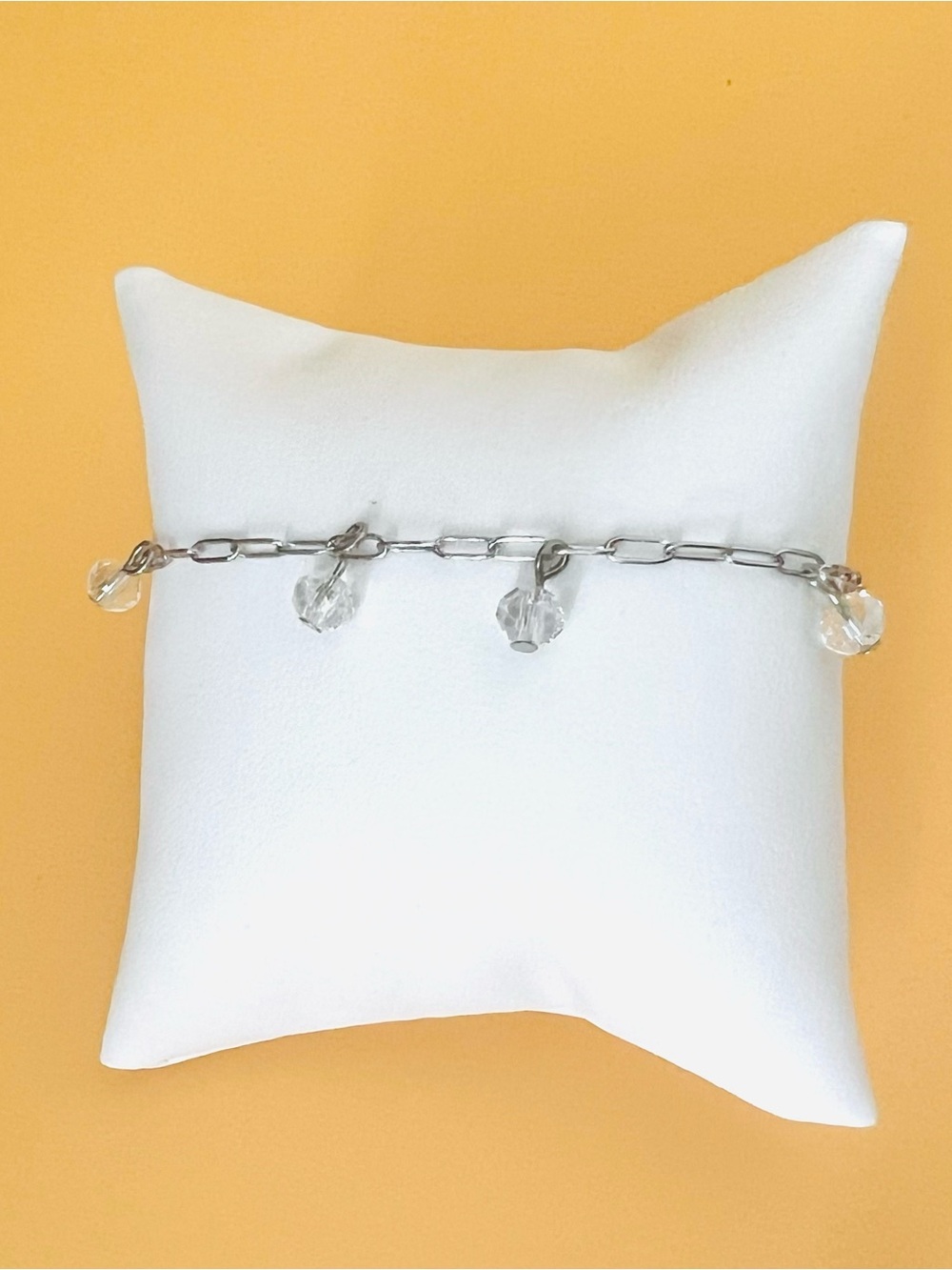 Stainless steel Chain Bracelet with Clear Crystal Charms